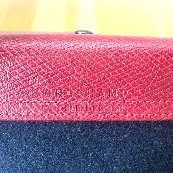 $475~LONGCHAMP~’Le Pliage Cocade’ Navy Blue Wool 2-Way Tote Bag~Rare/Limited Ed! - Picture 6 of 16